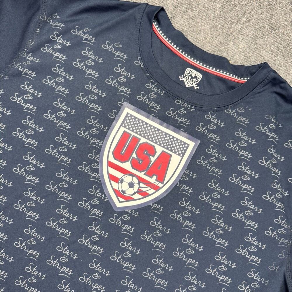 Striker USA Soccer Stars & Stripes Blue AOP Performance Short Sleeve Shirt - XL